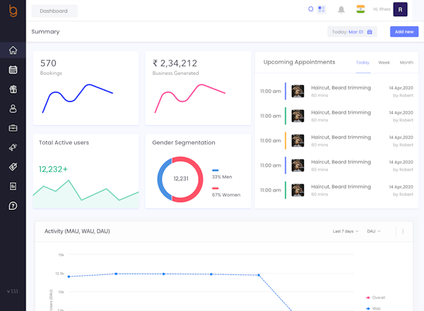 GoBony main dashboard
