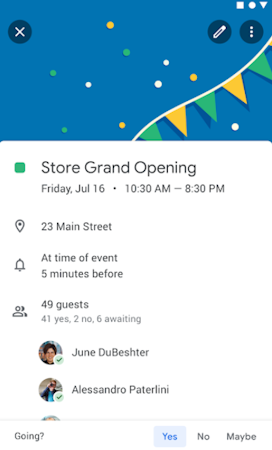 Google Calendar event details