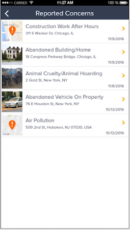 GovPilot reported concerns screenshot