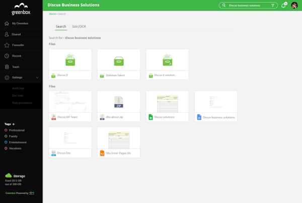 Greenbox search fucntionality