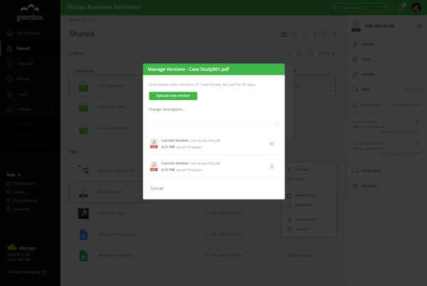 Greenbox version control