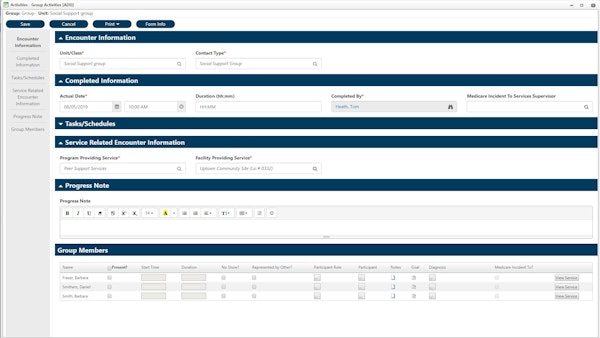 Group entry on one screen