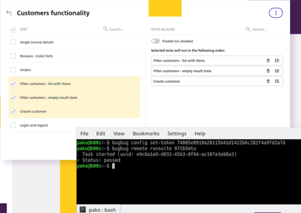 BugBug group tests and run via API