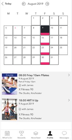 Gymcatch calendar