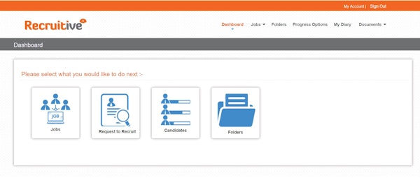 Recruitive hiring manager portal screenshot
