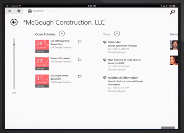 Hitachi Solutions CRM for Dealer Management pending activities