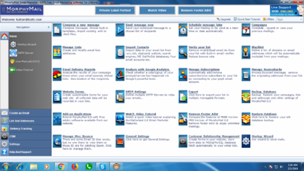 MorphyMail home screen screenshot