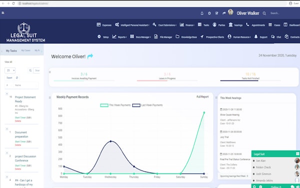 Legal Suit Management System homepage