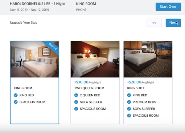 HotelKey PMS upgrade room type