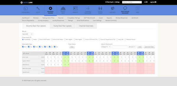 Hotel Link update rates and availability