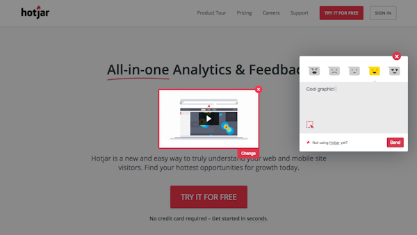 Hotjar incoming feedback