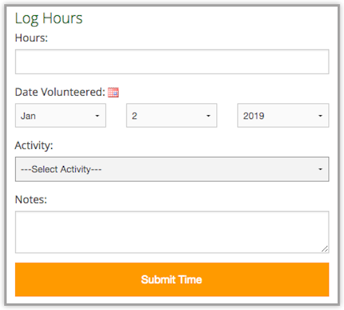 Volunteer Time Tracking log hours