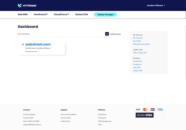 HTTPShield dashboard