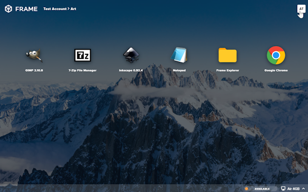 Frame virtual desktop display