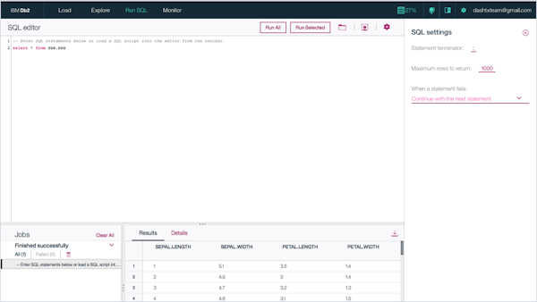 IBM Db2 SQL editor