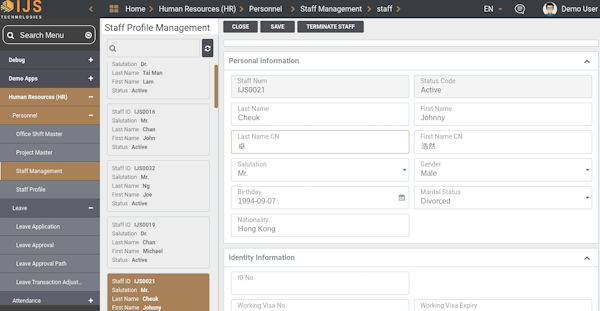 IJS HR staff profile management