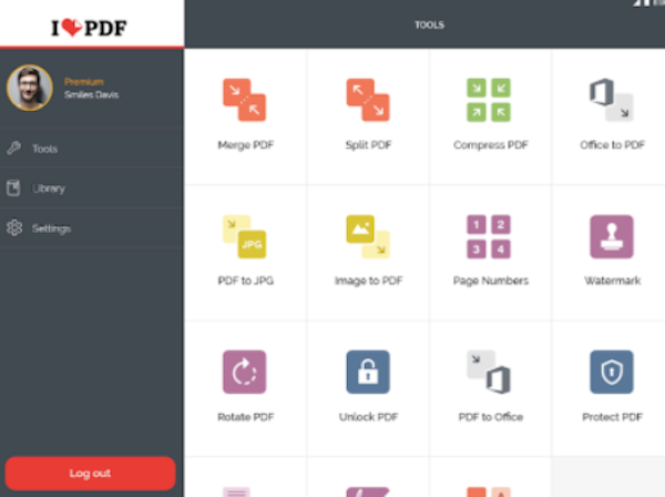 iLovePDF main interface