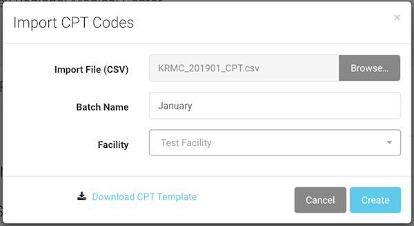 Graphium Health importing CPT codes