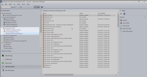 System Center updates and recommendation