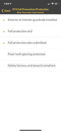Buildup checklist
