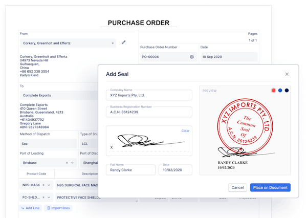 IncoDocs purchase order document template