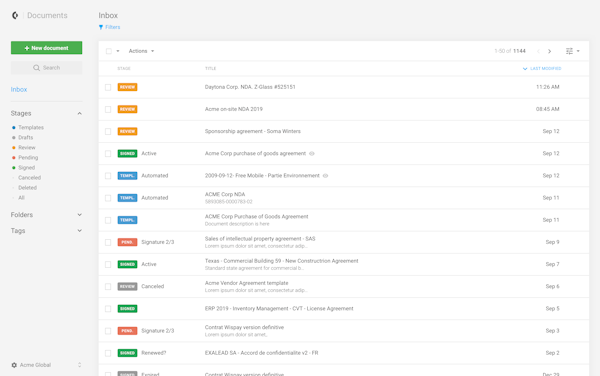 Inbox manager and status tracking