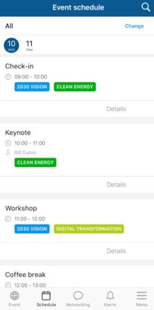 InEvent event schedule