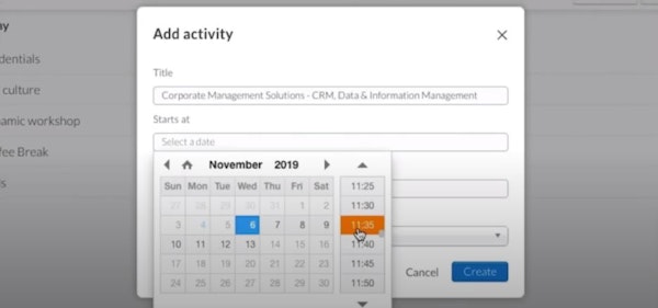InEvent add activities