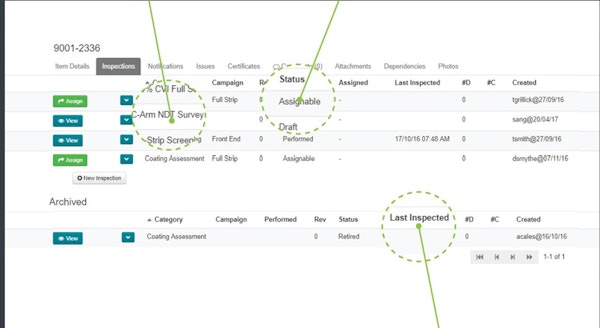 Inspectivity inspection history