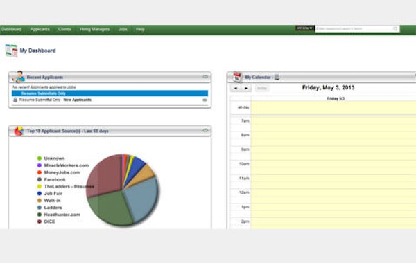 Insperity Recruiting Services dashboard