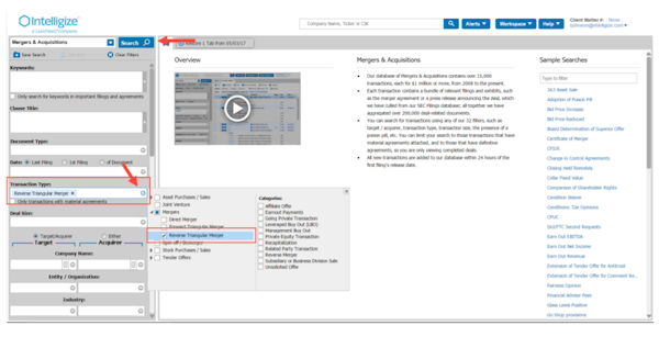 Intelligize search functionality