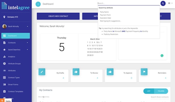 IntelAgree search functionality