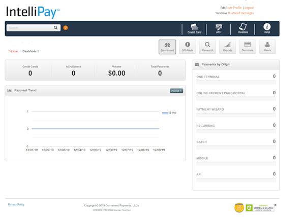 IntelliPay dashboard