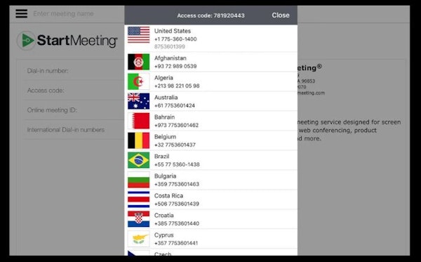 StartMeeting international support