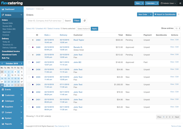 Flex Catering order tracker