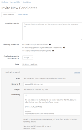 Invite candidate