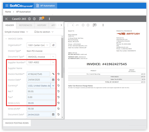 SoftCo ExpressAP invoice capture