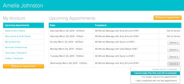 Jane upcoming appointments