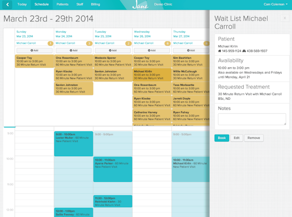 Jane patient schedules