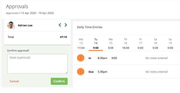 Jibble approve timesheets