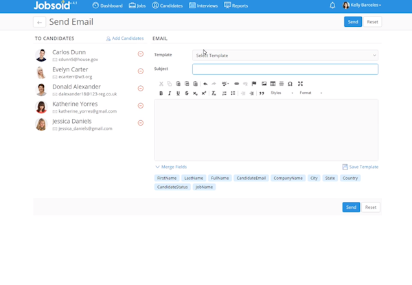 Jobsoid email message