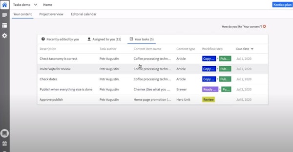 Kentico Kontent tasks
