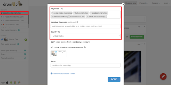 DrumUp scheduling custom posts