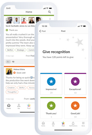 Kudos mobile app interface