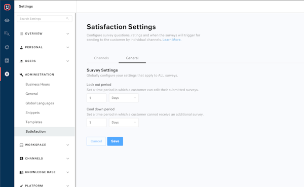 Kustomer satisfaction surveys screenshot