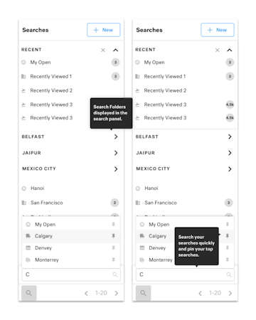 Kustomer search folders screenshot