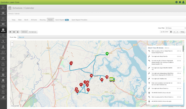 LawnPro map job routes