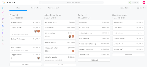 Lawcus leads dashboard