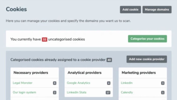 Legal Monster manage cookies