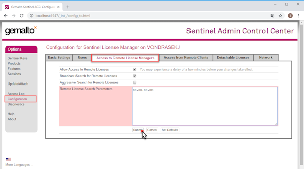 Sentinel admin control center